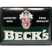 Plaque métal rétro Beck's, vert vintage Dimensions : 40x30cm