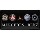 Retro Metal Sign Mercedes-Benz Logo Evolution Size: 50x25cm