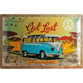 Plaque en métal rétro Minibus VW Let's Get Lost, dimensions : 60x40cm