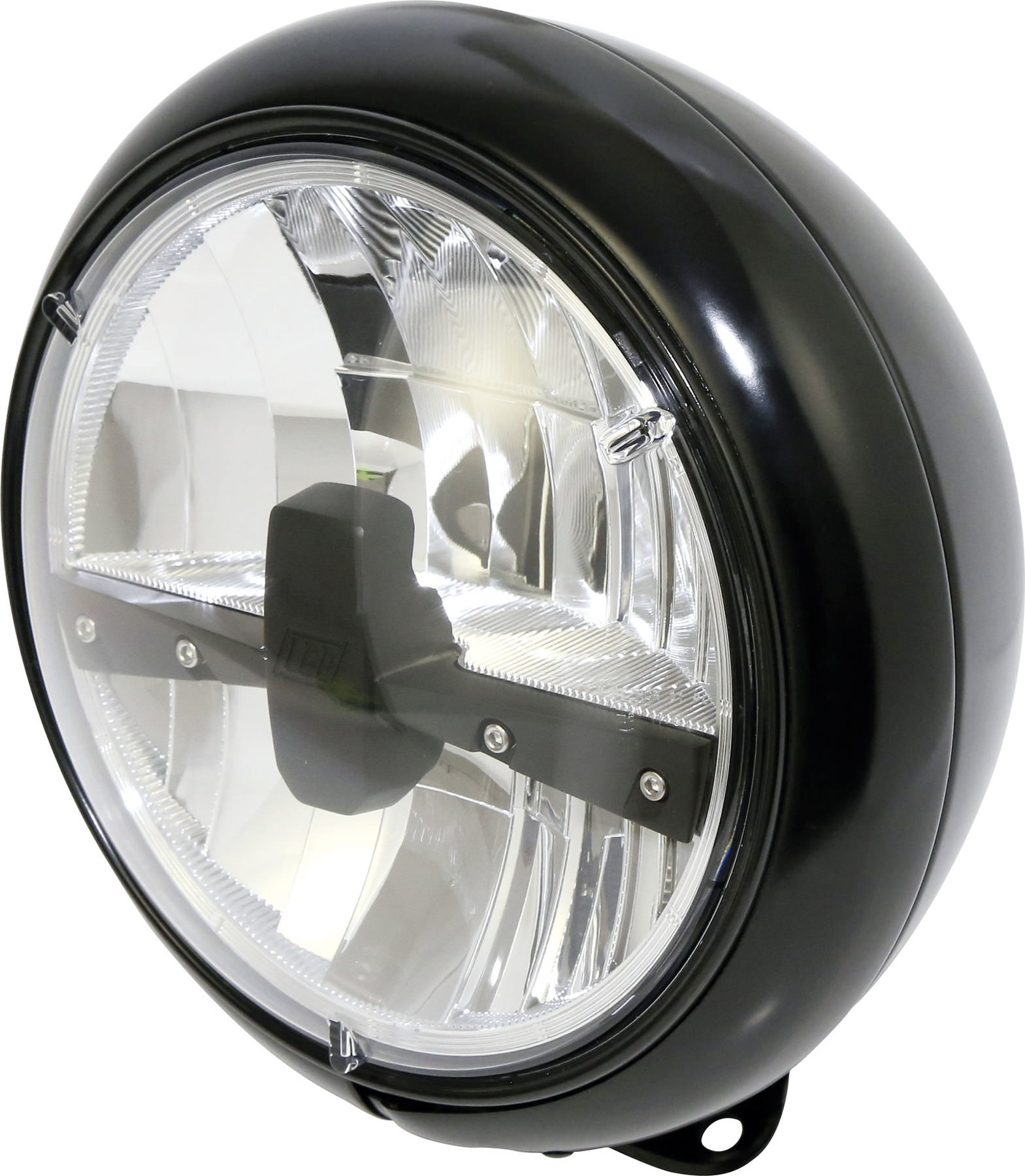 Phare Avant de Moto 7 Pouces 12V Universel Lampe Feux avec Support de Montage Ampoule de Phare H4 35W Phare Avant pour Moto Pratique 