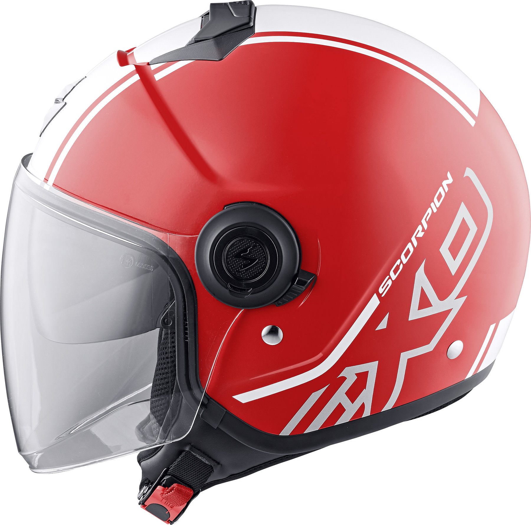 Red Scorpion Exo City Avenue Motorcycle Motorbike Jet Helmet White 
