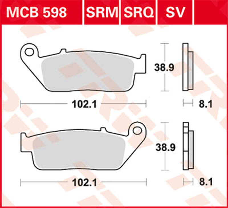 Plaquettes de frein Avant TRW LUCAS MCB 598 SRQ Honda CBF 600 N  2004