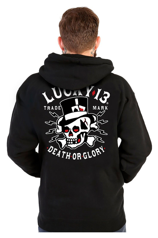 Lucky 13 Men Zip Hoodie Dead Skull